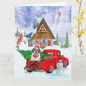 St. Bernard Hund in Weihnachten LKW Schnee Karte (Gelbe Blume)
