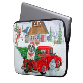 St. Bernard Hund in Weihnachten LKW Schnee Laptopschutzhülle (Vorderseite Links)