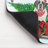 St. Bernard Hund in Weihnachten LKW Schnee Mousepad (Ecke)