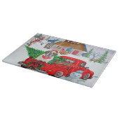 St. Bernard Hund in Weihnachten LKW Schnee Schneidebrett (Ecke)