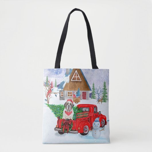 St. Bernard Hund in Weihnachten LKW Schnee Tasche (Vorderseite)