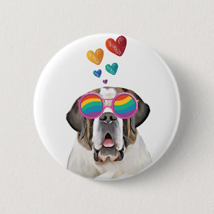 St. Bernard Hund mit HerzValentinstag Button