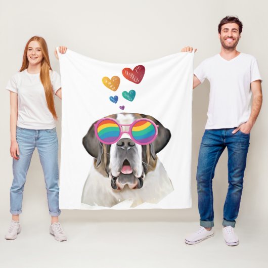 St. Bernard Hund mit HerzValentinstag Fleecedecke (Beispiel)