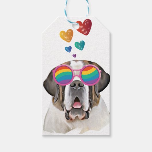 St. Bernard Hund mit HerzValentinstag Geschenkanhänger (Vorderseite)