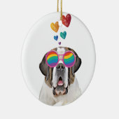 St. Bernard Hund mit HerzValentinstag Keramik Ornament (Rechts)