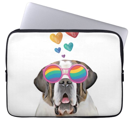 St. Bernard Hund mit HerzValentinstag Laptopschutzhülle (Vorderseite)