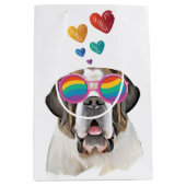St. Bernard Hund mit HerzValentinstag Mittlere Geschenktüte (Vorderseite)