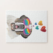 St. Bernard Hund mit HerzValentinstag Puzzle (Horizontal)