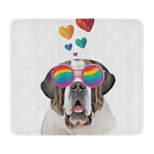 St. Bernard Hund mit HerzValentinstag Schneidebrett (Vorderseite)