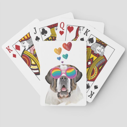 St. Bernard Hund mit HerzValentinstag Spielkarten (Rückseite)