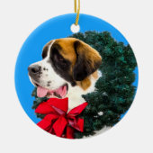 St. Bernard Hund mit Krustenverzierung Keramik Ornament (Vorne)