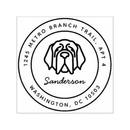 St. Bernard Hund Rücksendeadresse Briefmarke Selbs Permastempel