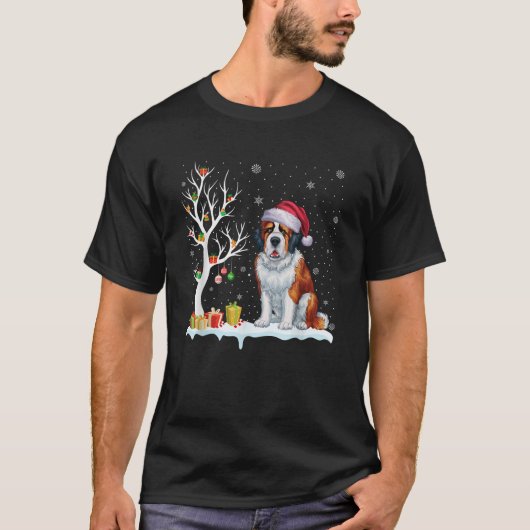 St. Bernard Hund Weihnachtsmannmütze Festival Moon T-Shirt (Vorderseite)