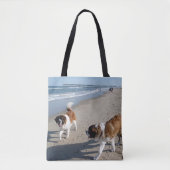 St.Bernard Hunde am Strand Tasche (Vorderseite)