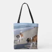 St.Bernard Hunde am Strand Tasche (Rückseite)