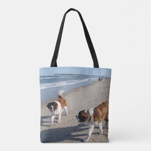 St.Bernard Hunde am Strand Tasche (Rückseite)