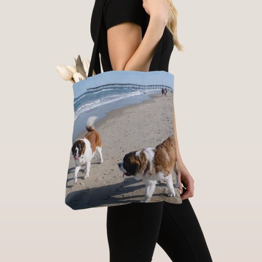 St.Bernard Hunde am Strand Tasche (Von Nahem)