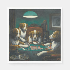 St. Bernard Hunde Poker spielen (Retro Animal Art) Serviette