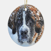 St. Bernard im Schnee Keramik Ornament (Links)