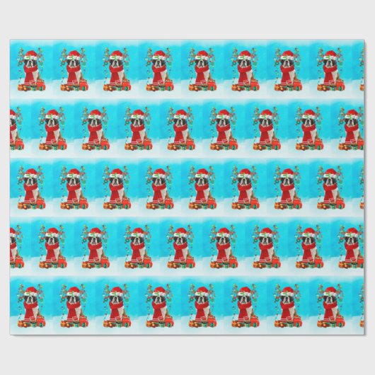 St. Bernard im Schnee mit Weihnachtsgeschenken Geschenkpapier (Flach)