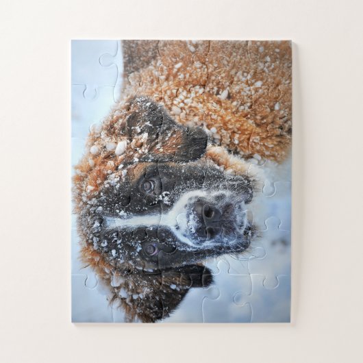 St. Bernard im Schnee Puzzle (Vertikal)