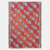 St. Bernard in Hat Pattern On Red Decke (Vorderseite Vertikal)