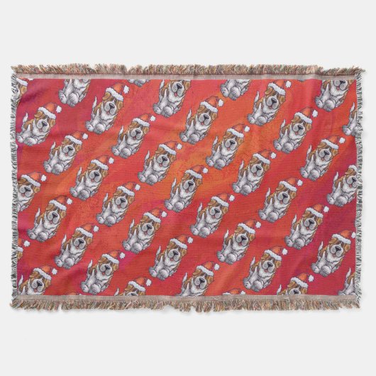 St. Bernard in Hat Pattern On Red Decke (Vorderseite)