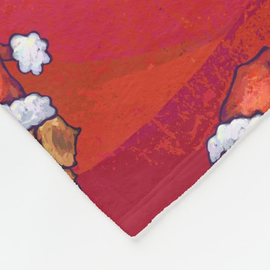 St. Bernard in Hat Pattern On Red Fleecedecke (Ecke)