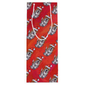 St. Bernard in Hat Pattern On Red Geschenktüte Für Weinflaschen (Rückseite)