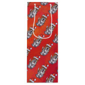 St. Bernard in Hat Pattern On Red Geschenktüte Für Weinflaschen (Vorderseite)