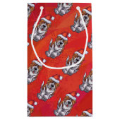 St. Bernard in Hat Pattern On Red Kleine Geschenktüte (Rückseite)