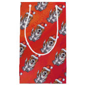 St. Bernard in Hat Pattern On Red Kleine Geschenktüte (Vorderseite)