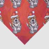 St. Bernard in Hat Pattern On Red Seidenpapier (Ausschnitt)