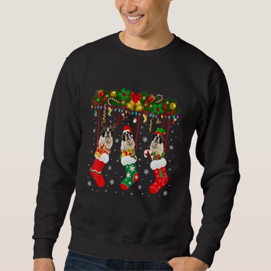 St Bernard in Sock Xmas Rentier Santa Elf Hund Sweatshirt (Vorderseite)