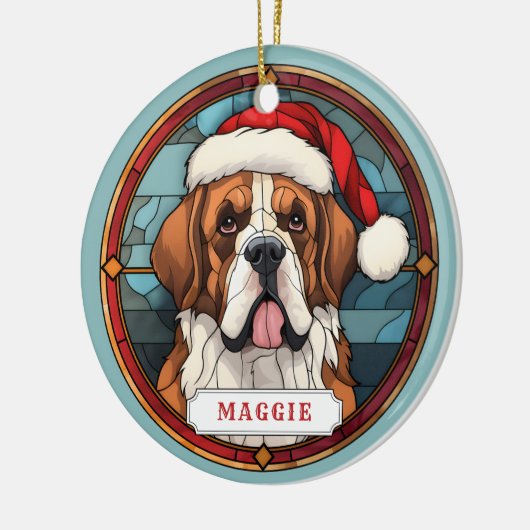 St. Bernard Keramik Circle Ornament (Links)