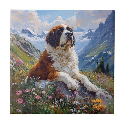 St. Bernard Landschaftliche Wildblume Fliese (Vorderseite)