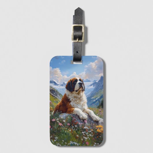 St. Bernard Landschaftliche Wildblume Gepäckanhänger (Vorderseite Vertikal)
