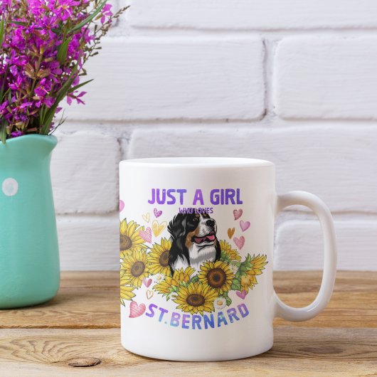 St. Bernard Liebhaber Sonnenblume Trainer Blumen Kaffeetasse