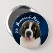 St. Bernard Mama mit blauer Hintergrundtaste Button (Vorne & Hinten)