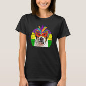St Bernard Mardi Gras Party Dog Maskenperlen T-Shirt (Vorderseite)