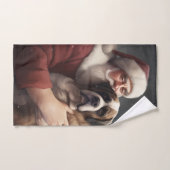 St. Bernard mit dem Weihnachtsmann Weihnachten Badhandtuch Set (Handtuch)