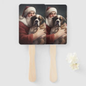 St. Bernard mit dem Weihnachtsmann Weihnachten Fächer (Vorne und Hinten)