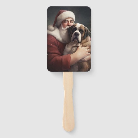 St. Bernard mit dem Weihnachtsmann Weihnachten Fächer (Rückseite)