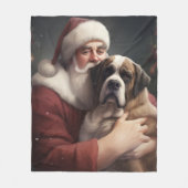 St. Bernard mit dem Weihnachtsmann Weihnachten Fleecedecke (Vorderseite)