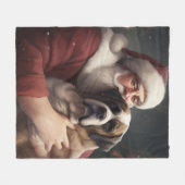 St. Bernard mit dem Weihnachtsmann Weihnachten Fleecedecke (Vorderseite (Horizontal))
