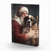 St. Bernard mit dem Weihnachtsmann Weihnachten Fotoblock (Rechts)