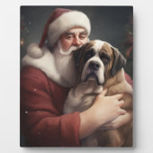 St. Bernard mit dem Weihnachtsmann Weihnachten Fotoplatte (Vorderseite)