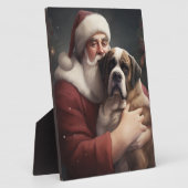 St. Bernard mit dem Weihnachtsmann Weihnachten Fotoplatte (Seite)