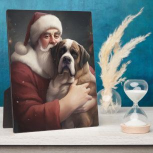 St. Bernard mit dem Weihnachtsmann Weihnachten Fotoplatte