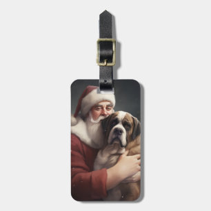 St. Bernard mit dem Weihnachtsmann Weihnachten Gepäckanhänger